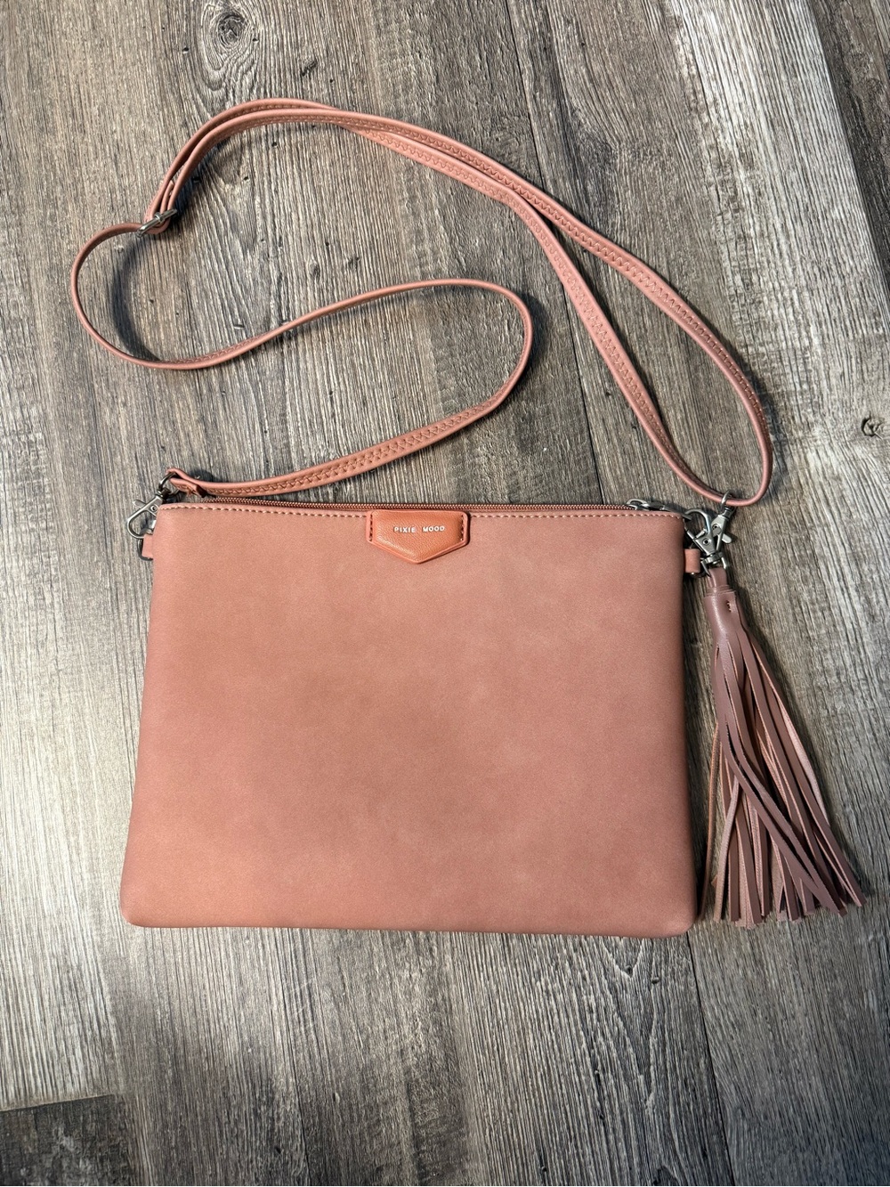 Pixie Mood Dusty Rose Faux Suede Crossbody with Tassel